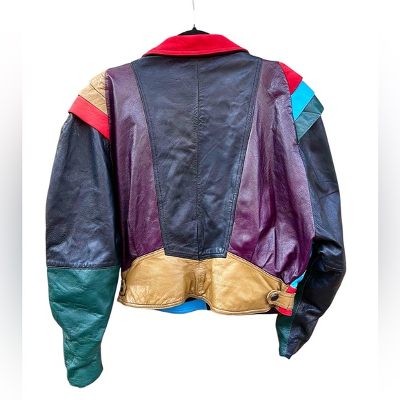 VTG Colorblock 💯% Leather Jacket - Picture 6 of 7